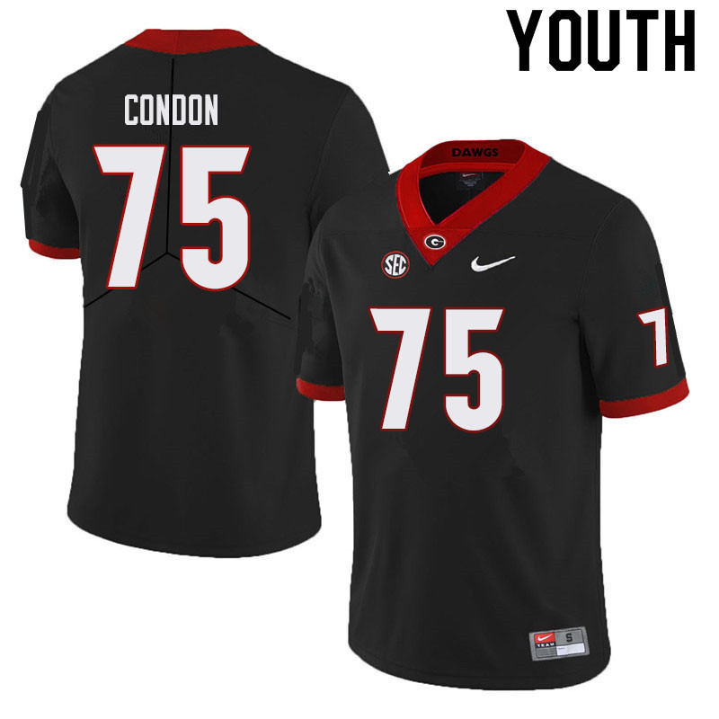 Youth #75 Owen Condon Georgia Bulldogs College Football Jerseys Sale-Black - Click Image to Close